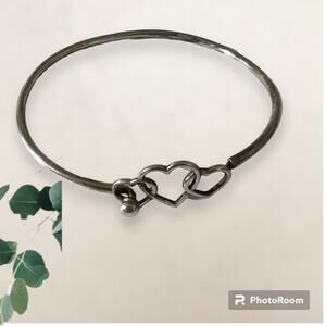 Sterling Silver Heart Bracelet cuff bangle
